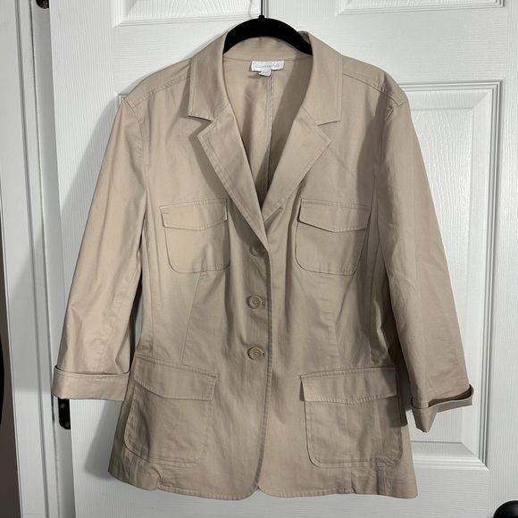Charter Club tan twill jacket, XL, lightweight, layer, spring, summer, office - Picture 1 of 8